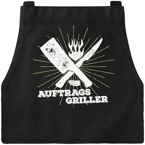 MoonWorks coole Herren Grillschürze Auftragsgriller Küchenschürze Barbecue-Schürze Fun-Schürze schwarz unisize