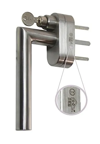 Edelstahl Fenstergriff FG 13 Stiftlänge 35 mm Abschliessbar SKG2 Rasterolive