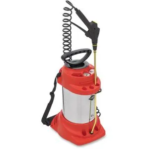 Mesto Drucksprüher Inox Plus 6 - Drucksprühgerät mit 6 Liter Edelstahlbehälter, ideal für präzise Trennmittelverteilung im Baugewerbe. Ergonomisches Design und Sicherheitsverriegelung für komfortables und sicheres Arbeiten.
