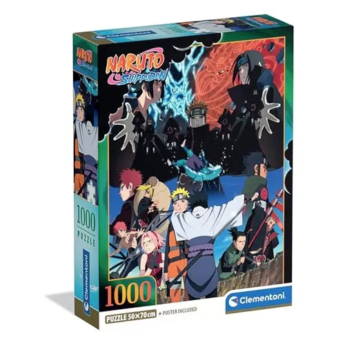 Clementoni Puzzle Naruto 1000 Stücke, Compact Box - Puzzle für Erwachsene 14-99 Jahre, Geschenk für Mann und Frau, Made in Italy, 37052