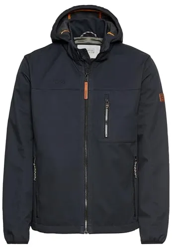 camel active Softshelljacke aus recyceltem Polyester - Funktionsjacke mit atmungsaktiver, wasserabweisender Konstruktion, abnehmbarer Kapuze und reflektierenden Details für Sicherheit bei Dämmerung. Ideal für Abenteuer in der Stadt und Natur.