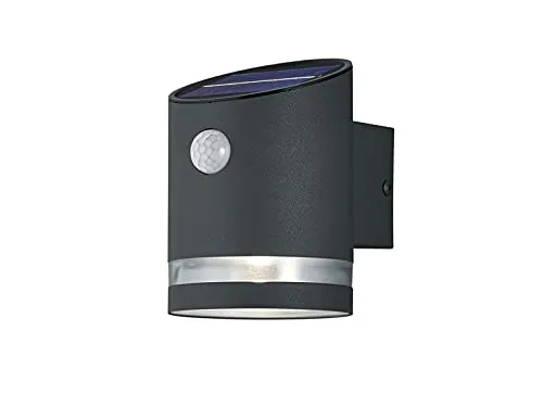 2er-Set Solar Außenwandleuchten mit Bewegungsmelder - Lampen im eleganten Anthrazit-Design, mit 3 Watt LED und Bewegungsmelder für automatisches Licht bei Bewegungserkennung - ideal für Sicherheit und Komfort im Außenbereich.