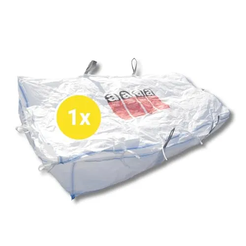 dm-folien Plattensack Asbest 260x125x30cm I 1 Stück I SWL 1.500 kg I Asbest Sack mit 4 Hebenschlaufen I Big Bags für Asbest I Big Bags Säcke mit Schürze I stabil & beschichtet