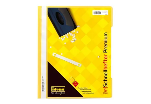 Idena Hefter Idena 11346 - Schnellhefter DIN A4, aus PP, Stärke 250 µ, gelb, 5