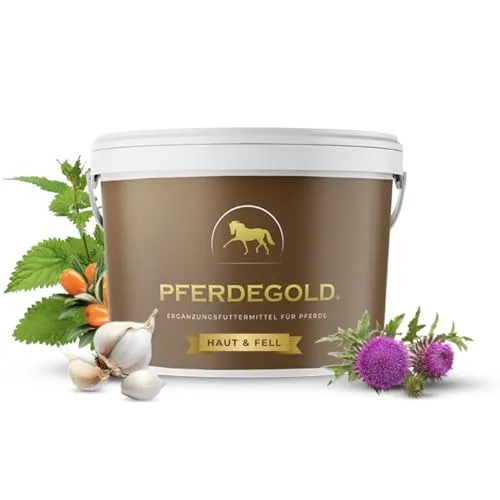 Pferdegold Haut & Fell - Diät-Ergänzungsfuttermittel für Pferde - Optimaler Nährstoffbooster für Gesundheit & Schönheit des Fells - für alle Pferderassen - Made in Germany - 1,5 kg