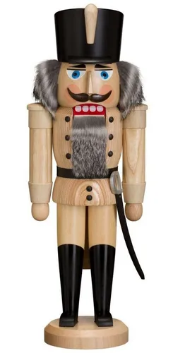 Seiffener Volkskunst Nussknacker Husar natur (37cm) - Nussknacker aus Seiffener Volkskunst, handgefertigt und ein traditionelles Kunstwerk für eine festliche Atmosphäre.
