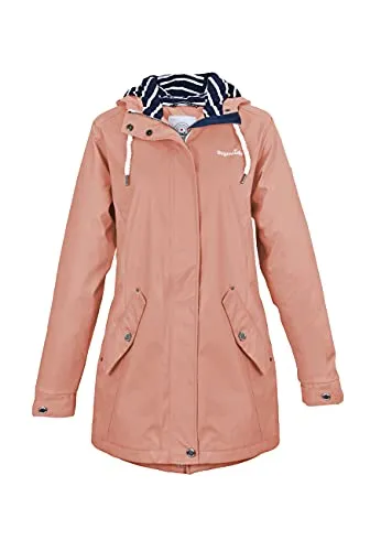 Regenliebe Damen Regenmantel | Tailliert und stylisch in alt-rosa - Funktionsjacke mit verstellbarer Kapuze, wind- und wasserdicht. Ideal für Regenwetter, bietet hohen Tragekomfort durch taillierten Schnitt und atmungsaktive Unterarmbelüftung.