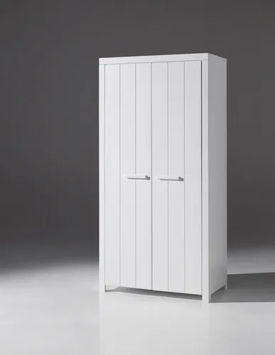 Vipack ERIK 2-Türiger Kleiderschrank - Kleiderschrank für Kinder und Jugendliche, mit praktischer Kleiderstange und modernem Design in Weiß, ideal für jedes Kinderzimmer.