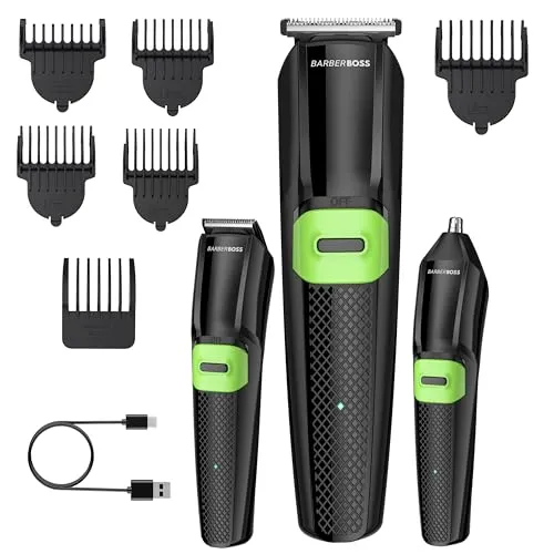 BarberBoss 3-in-1-Pflegeset für Männer – Bartschneider, Haarschneider & Nasenhaartrimmer