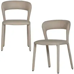 Esszimmerstuhl Noble 2er-Set aus modernem Kunstleder, Beige - Stilvolles 2er-Set für Dein Esszimmer! Die gepolsterten Stühle bieten hohen Komfort und passen dank des eleganten Beiges in jedes Interieur. Pflegeleicht und robust, ideal für gemütliche Essensrunden mit Familie und Freunden.