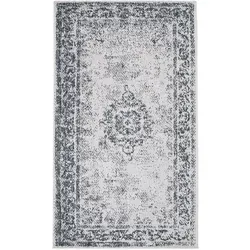 carpet city Outdoor Teppich Wetterfest 80x150 cm - Grau - Wendeteppich für den Außenbereich, beidseitiges Ornamenten Muster, wetterfest und pflegeleicht - ideal für Balkon, Terrasse und Garten.