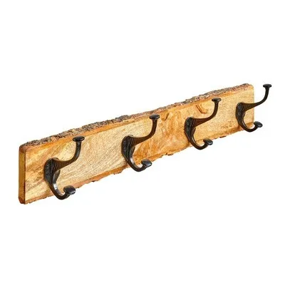 Hettich Garderobenleiste Holz 4-reihig 12 x 61 cm natur/schwarz - Stilvolle Garderobenleiste aus Holz, 4-reihig, ideal für die praktische Aufbewahrung von Jacken und Mänteln. Perfekt für jeden Eingangsbereich.
