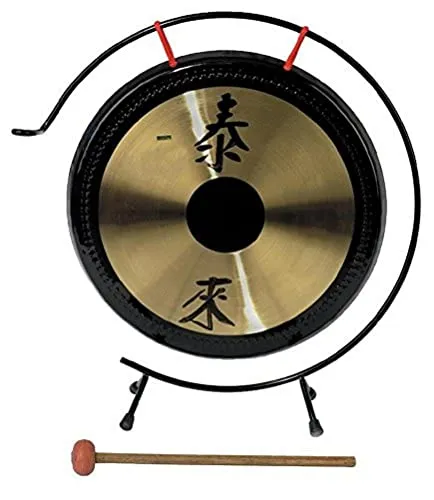 GEWA Chinagong 30 cm - Dekogong mit chinesischen Schriftzeichen, Durchmesser 30 cm, ideal für dekorative Akzente und stimmungsvolle Klänge, komplett mit Ständer und Schlägel