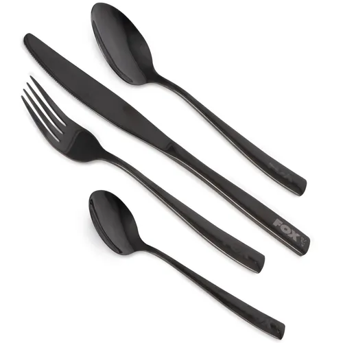 Fox Cookware Black Stainless Cutlery Set - Besteckset, Campingbesteck, Messer