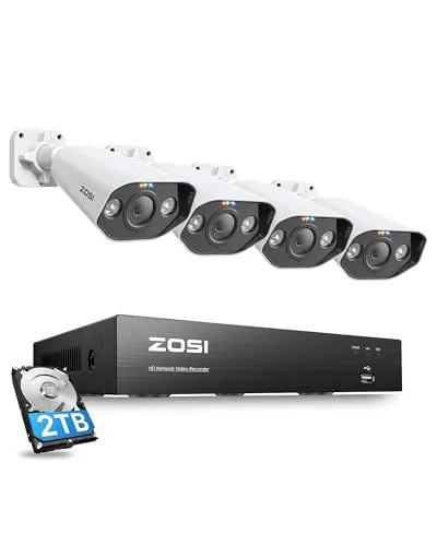 ZOSI 5MP Überwachungskamera Aussen Set - Überwachungskameras mit 5MP Super HD, 2-Wege Audio und intelligenter Personen- und Fahrzeugerkennung für optimale Sicherheit und einfache Installation.