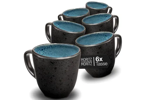 Moritz & Moritz ORGANIC Kaffeetassen Set 6er - Stilvolle Kaffeebecher mit einzigartigem Farbverlauf - Kaffeetassen & Becher: Genießen Sie Kaffee stilvoll mit diesem 6er Set aus robustem Steinzeug, das durch seinen einzigartigen Farbverlauf jede Tasse zum Unikat macht.