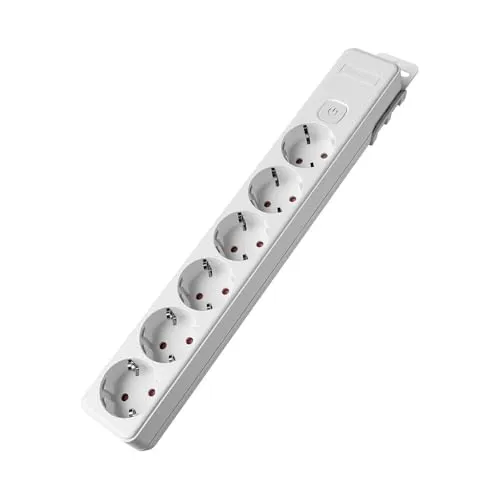 Braytron Mehrfachsteckdose 3-fach/4-fach/6-fach mit Kindersicherung – Steckdosenleiste mit/ohne Schalter, 1,5 m Kabel oder ohne – für Eigenkonfiguration (6-Fach ohne Kabel mit Schalter)
