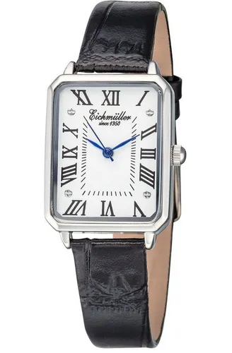 Eichmüller Quarzuhr RE1081 - Klassische Damenuhr in Silber und Schwarz - Armbanduhren: Elegante Quarzuhr mit spritzwassergeschütztem Gehäuse und klassischem Design, perfekt für jeden Anlass.