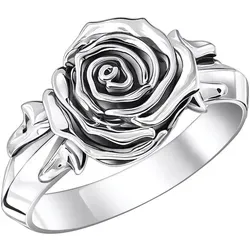 THOMAS SABO Fingerring Midnight Rose, silberfarben Größe 56 von THOMAS SABO