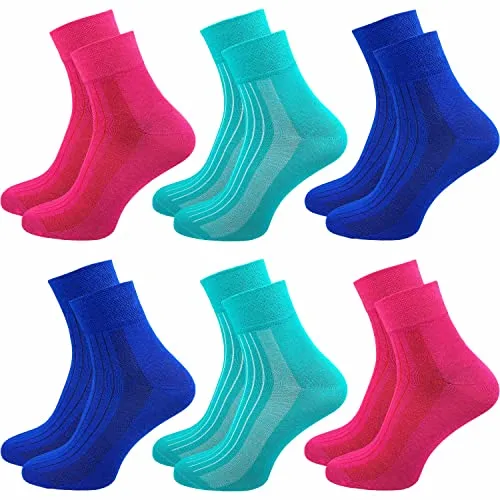 GAWILO Damen Wellnesssocken (6 Paar) | Komfortable Venensocken ohne Gummibund - Sportsocken ohne Druck und Naht für höchsten Tragekomfort, mit verstärkten Belastungszonen für extra Haltbarkeit und aus atmungsaktivem Baumwollmaterial.