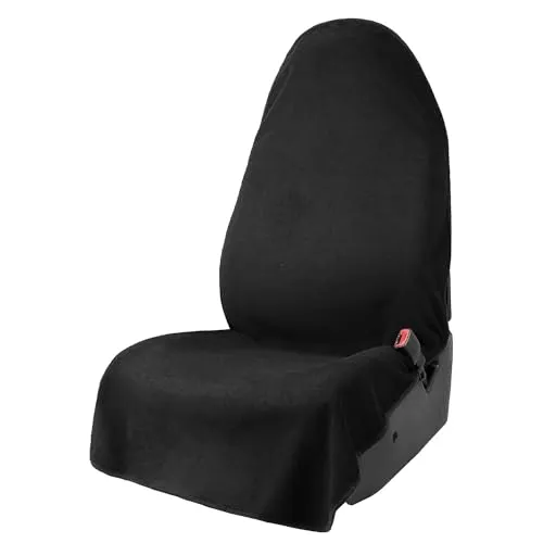 Leader Accessories universeller Autoschonbezug weich Frottee Sitzauflage 3-lagige 100% wasserdicht Autositzbezug als Überwurf rutschfest Schutzbezug Fahrersitz Beifahrersitz Vordersitz Schwarz