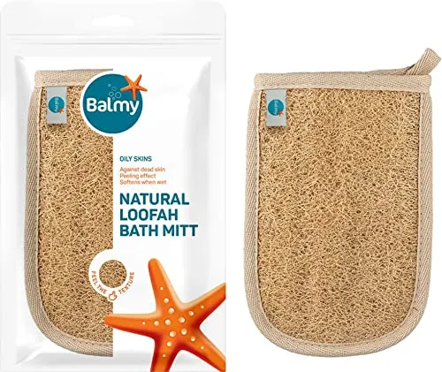 Balmy Naturel Luffa Schwamm Badehandschuh Peelinghandschuh Natural Bath Loofah Mitt, Duschen Baden Mit Den Luffa-Pads, Körperschrubbe