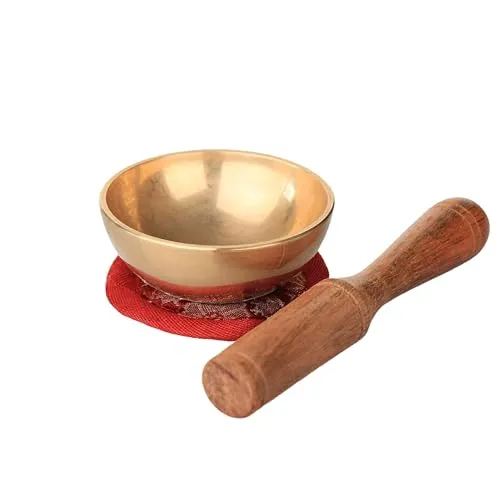 NKlaus Klangschale Set klein – Messing Klangschale für Meditation und Yoga - Kleine Messing Klangschale (Ø 6 cm, 145 g) inklusive Holzklöppel und Kissen. Ideal für Meditation und Achtsamkeit, handgearbeitet und perfekt als spirituelles Geschenk.