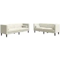 vidaXL Chesterfield Sofa Set mit Nackenrollen 2-TLG. - Elegante Sofagarnitur für dein Wohnzimmer - Sofas & Couches - Diese stilvolle Chesterfield-Sofagarnitur aus weichem Samt bietet höchsten Komfort und einen echten Blickfang für dein Zuhause.