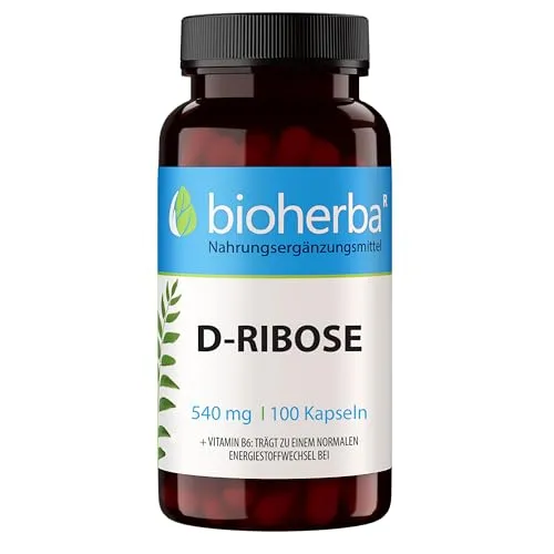 D-Ribose Kapseln – 100 Stück mit 540 mg D-Ribose und Vitamin B6 für den Energiestoffwechsel & die Nervenfunktion von BIOHERBA PZN 17189881