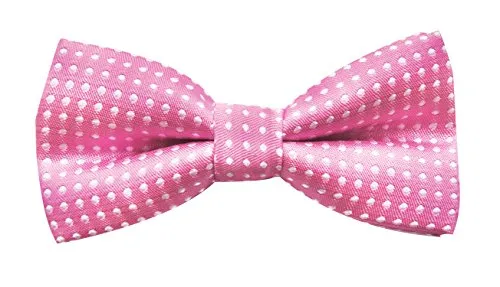 axy Kinderfliege, Jungen Fliege, bereits gebunden, Konfirmation verstellbar KFLI1 (Pink mit weissen Punkten)