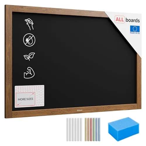 ALLboards Kreidetafel 90x60cm mit Holzrahmen, Schwarz von ALLboards