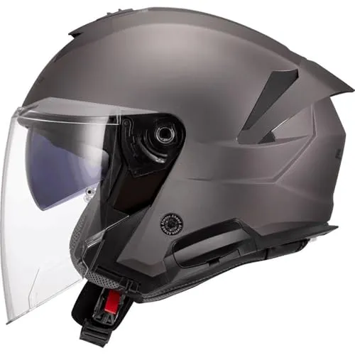 LS2 OF618 Verso II Solid Jethelm - Matt-Grau - S - Motorradhelm mit modernem Design, leicht und sicher dank KPA-Schale. Ausgestattet mit Sonnenblende und komfortablem COOLMAX Innenfutter für optimales Feuchtigkeitsmanagement.