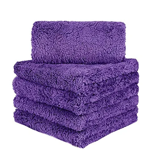 BW&HM Poliertuch Auto ohne Rand Microfasertuch Autopflege Mikrofasertücher Ultra Saugstark Trocknen Fusselfrei für Auto Motorrad Fahrrad 5 Stück 40 x 40 cm Violett