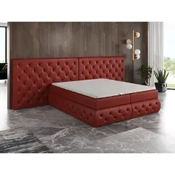 Boxspringbett OSK 120 x 200 mit 2 Bettkästen und Topper in Rot - Stylisches Boxspringbett mit integrierter Bonellfederkernmatratze und praktischem Bettkasten. Ideal für komfortablen Schlaf und optimalen Stauraum. Perfekt für jedes Schlafzimmer!