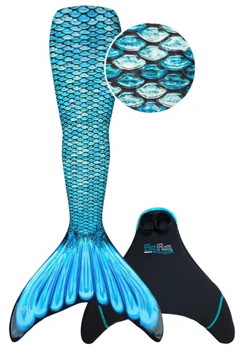 Fin Fun Monoflosse Tidal Teal für Kinder - Monoflosse für Kinder, ideal für Meerjungfrauen-Fans. Mit TIP PROTEKTOREN für extra Strapazierfähigkeit und Sicherheit beim Schwimmen!