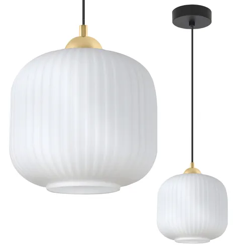 LAMPA WISZĄCA RIFFLE CZARNO-ZŁOTA 1-PŁ BIAŁY WALEC 20CM E27