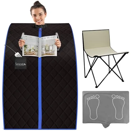 Tragbare Heim-Dampfsauna Serenelife Infrarot-Set mit Klappstuhl