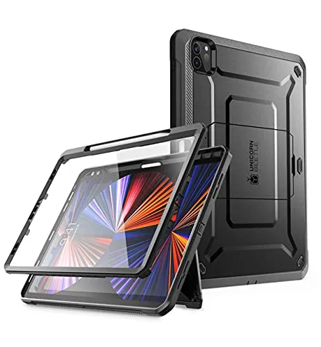 Produktbild SUPCASE Hülle für iPad Pro 12.9 Zoll 2022 / 2021 / 2020 (6th/5th/4th) Bumper Case 360 Grad Schutzhülle Support Apple Pencil Laden [Unicorn Beetle PRO] mit Displayschutz und Ständer (Schwarz)