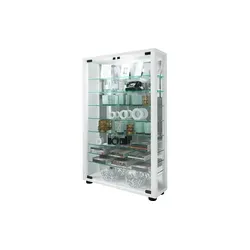 VCM Glasvitrine Lumo Mini mit Spiegel - Stehende Vitrine mit 8 höhenverstellbaren Fachböden aus Sicherheitsglas. Ideal zur stilvollen Präsentation Ihrer Schmuckstücke, schützt vor Staub und Schmutz.