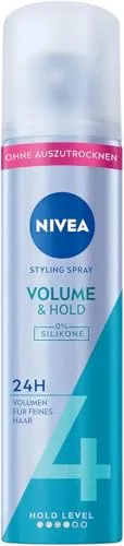 NIVEA Volume & Hold Styling Spray, pflegendes Haarspray mit UV-Schutz, Panthenol & Vitamin B3, Haarlack für sichtbar mehr Volumen & 24h Halt (Haltestufe 4), veganes Pflegespray ohne Silikone (75 ml)