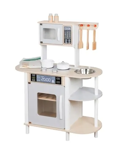 TikTakToo Spielküche für Kinder – Weiße Holzküche mit Zubehör