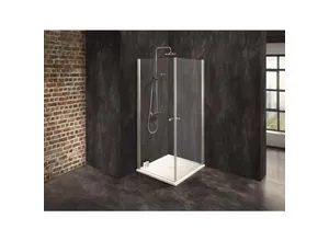 Dusbad Vital 2 Pendeltür Duschkabine 900mm/800mm - Duschkabine mit Komforthöhe 2000 mm, 6 mm Einscheibensicherheitsglas und patentiertem Klick Fest Profil für einfache Montage und stilvolles Design.