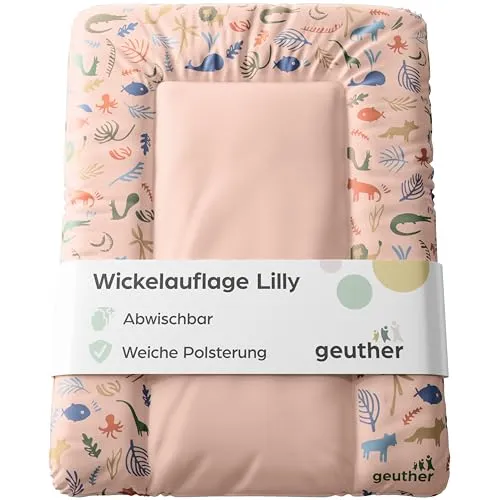 Geuther Wickelauflage Lilly – Komfortable Wickelunterlage für Ihr Baby - Die Geuther Wickelauflage Lilly bietet sicheren Komfort beim Windelwechsel. Mit weicher Polsterung und hygienischer, abwischbarer Oberfläche ist sie ideal für jedes Kinderzimmer. Passt perfekt auf Wickelregal Clarissa und viele Wickeltische.