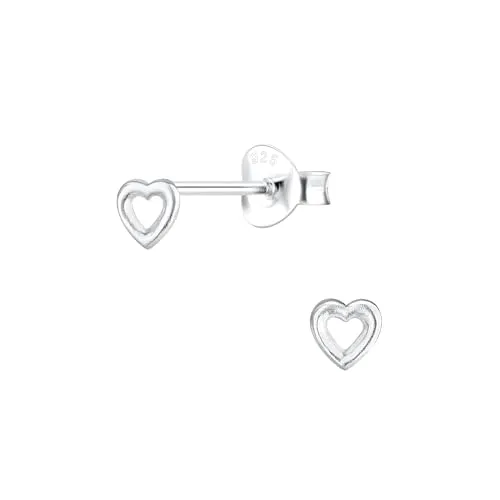 Monkimau - Herz Ohrringe, Ohrstecker, Ohrschmuck - aus 925 Sterling Silber - für Damen und Mädchen - handgefertigt, hypoallergen und kleine Geschenkidee