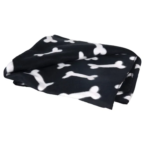 Flamingo Fleecedecke schwarz Knochenmuster Hund 150x130 cm waschbar weich