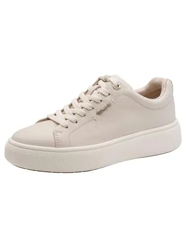 Tamaris Damen Sneaker Low Leder in Beige, Größe 41 EU - Stylischer Low-Sneaker mit bequemer Passform und metallic Akzenten. Ideal für den Alltag und vielseitige Freizeitaktivitäten. Robuste Konstruktion und flexibles Fußbett für optimalen Komfort und Bewegungsfreiheit.