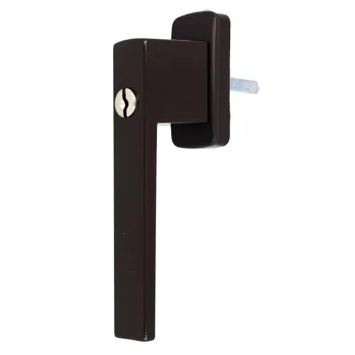 Aluminium Fenstergriff Quadrat abschließbar, Farbe:Braun RAL 8019, Stiftlänge:40mm