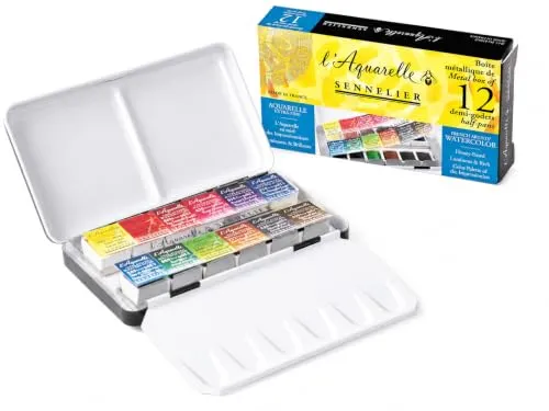 Sennelier Aquarell Zinn Metallic 12-teilig Pocket Set
