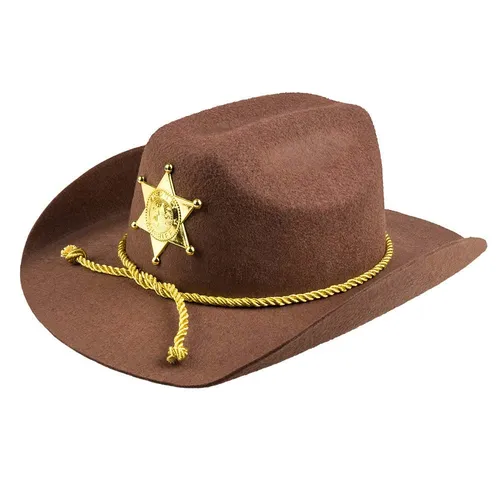 Cowboyhut Deputy Sheriff braun Hut Western Cowboy Stetson Kostüm Karneval Motto