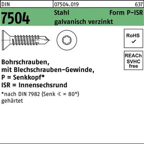 500er PACK(Stk)  007504001070039038 Bohrschraube DIN 7504 Senkkopf m.Innensechsr